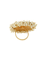 NVR Women's Traditional Ethnic Kundan Meenakari Gold-Polished Ajustable Finger Ring | Grocsy