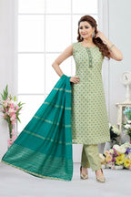 Joban Fashion Jacquard Olive Green Color Kurta Set | Grocsy