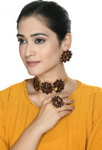 Mominos Fashion Joharkamal Gold-Polished Brass Finish Stone Choker For Women & Girls (Brown) | Grocsy