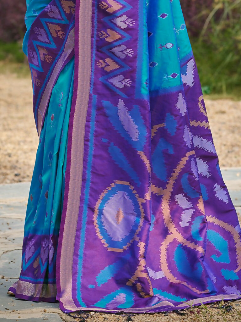 Shree Shyam Fashion Blue Soft Silk Saree | Grocsy