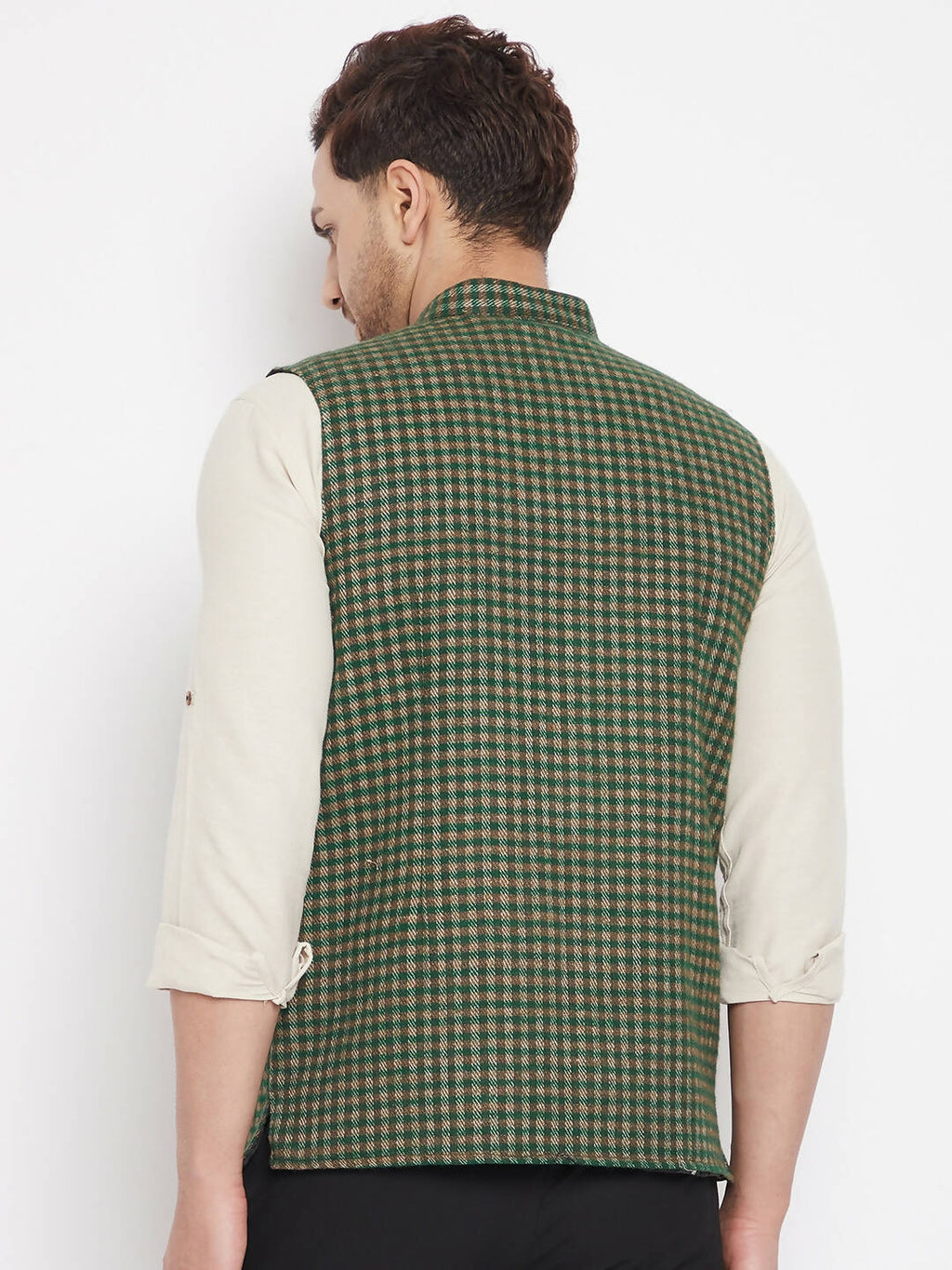 Even Apparels Green Wool Men Woven Nehru Jacket | Grocsy