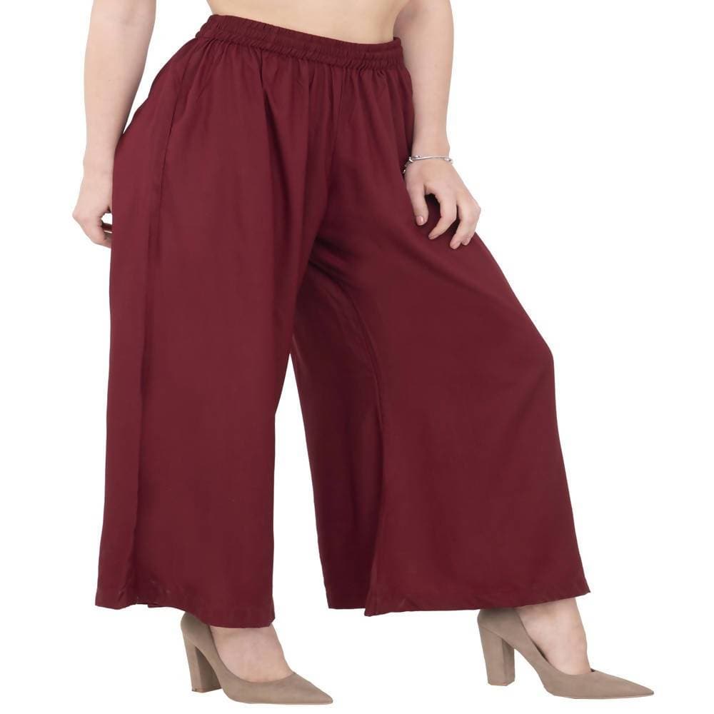 Lagi Women's Maroon Solid Palazzo (PLZ04I) | Grocsy