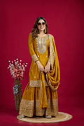 Joban Fashion Yellow Kurta Set Silk Sequins , Zari, Coding & Thread Embroidered work | Grocsy