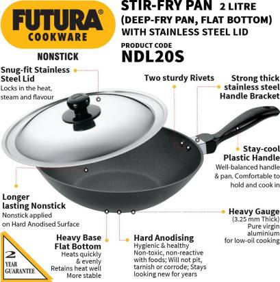 Hawkins Non-stick Stir Fry Pan 26 cm Diameter with Lid 2 L (NDL20S) | Grocsy