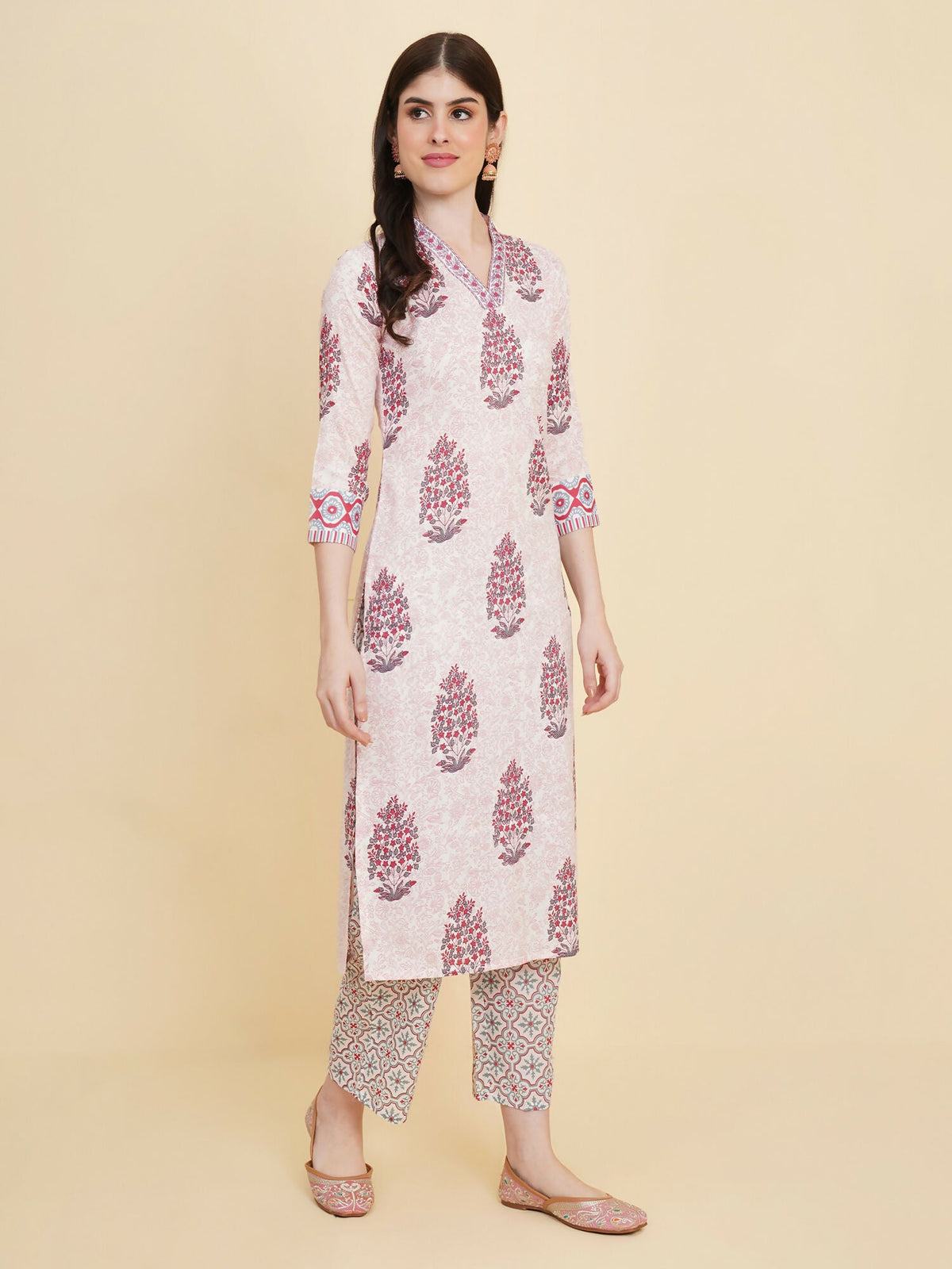 Designer Stylish White Cotton Stitched Suit With Dupatta - Tanisha | Grocsy