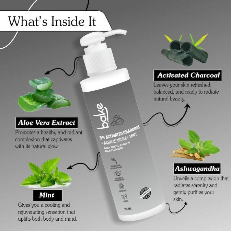 Bake 5% Activated Charcoal Face Cleanser | Grocsy