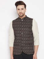 Even Apparels Black Merino Men Woven Nehru Jacket BF539 | Grocsy
