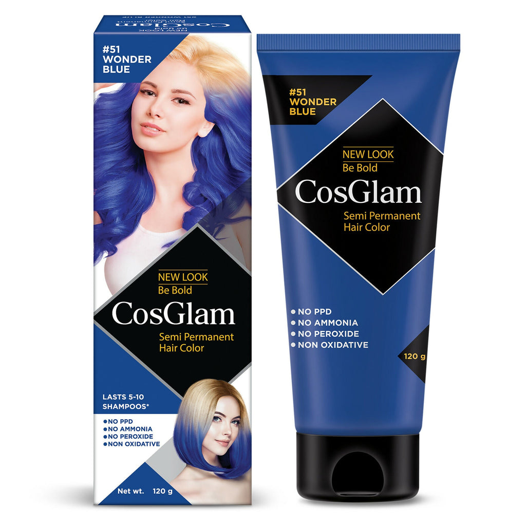 Cosglam Semi Permanent Hair Color for Women & Men (#51 Wonder Blue) | Grocsy