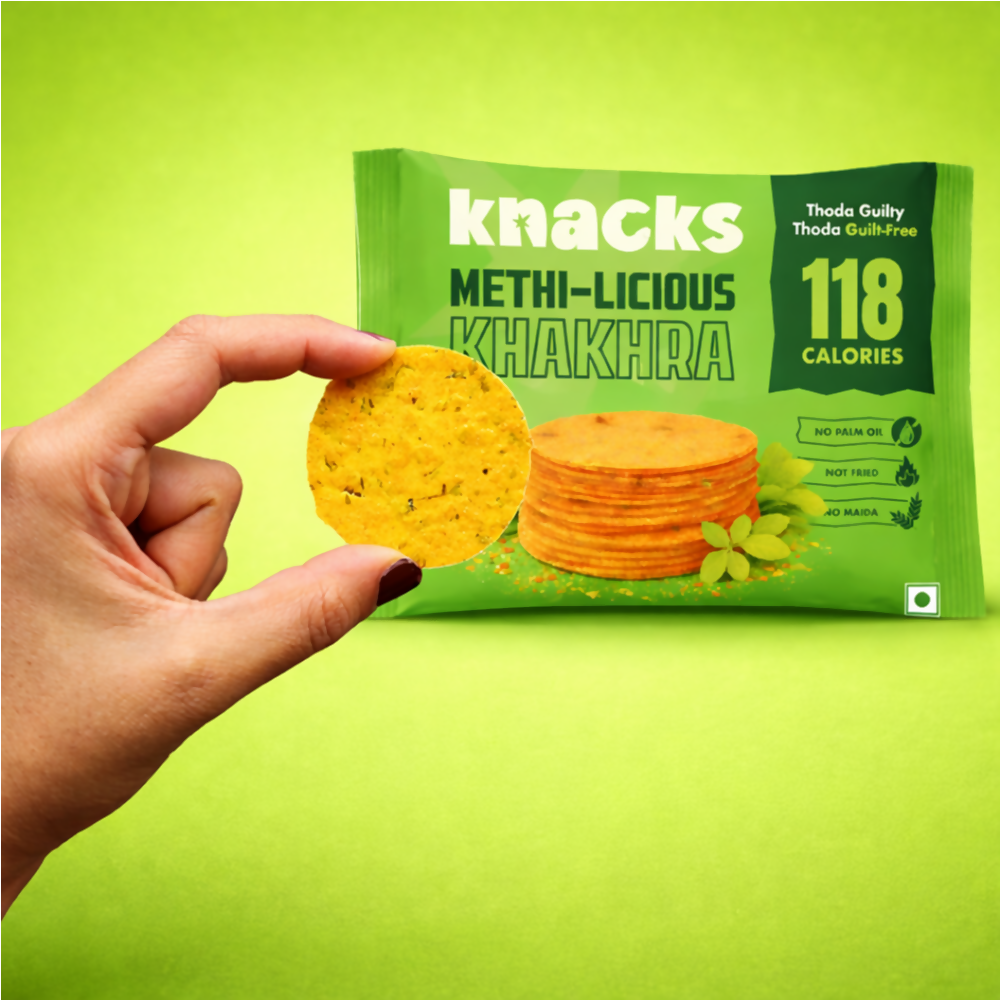 Knacks Coin Khakhra Crisps - Methi-Licious Flavour | Grocsy
