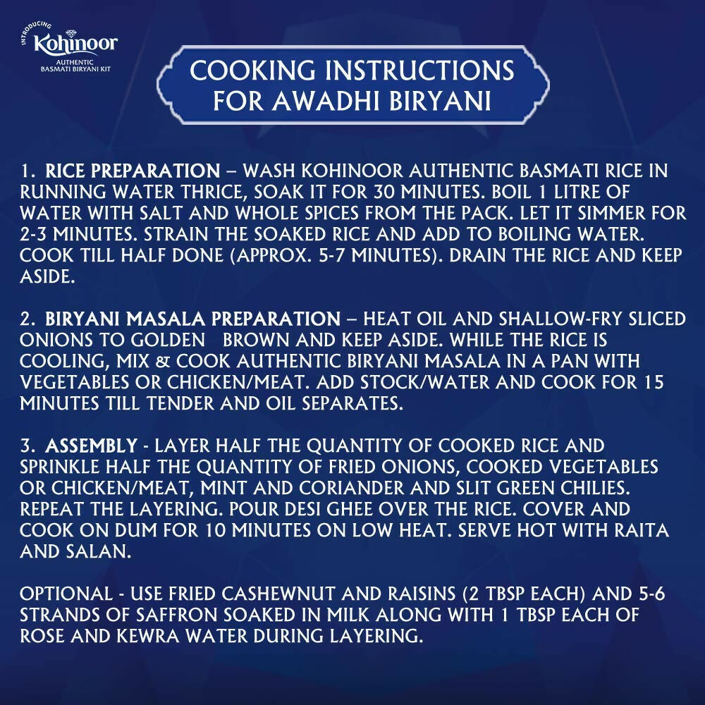 Kohinoor Authentic Hyderabadi Biryani Kit | Grocsy