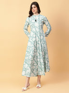 Joban Fashion Green Cotton Printed & Hand Work Dress | Grocsy