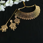 Mominos Fashion Johar Kamal Traditional Rajwadi Design Heavy Golden Color Choker Set | Grocsy