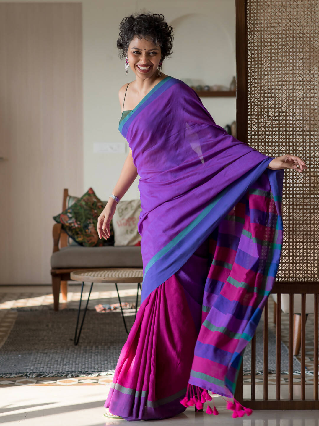 Suta Multi Color Woven Design Cotton Blend Saree | Grocsy
