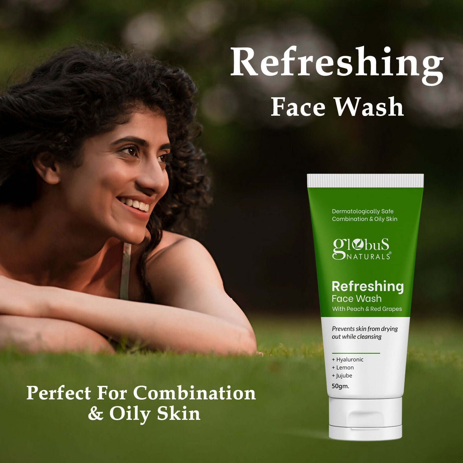 Globus Naturals Refreshing Face Wash with Peach & Red Grapes | Grocsy