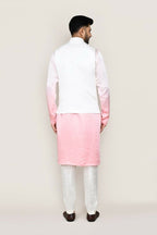 Joban Fashion White Colored Art Silk Fabric Kurta, Jacket With Straight Fit Pant | Grocsy