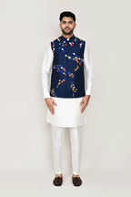 Joban Fashion White Colored Art Silk Fabric Kurta, Jacket With Straight Fit Pant | Grocsy