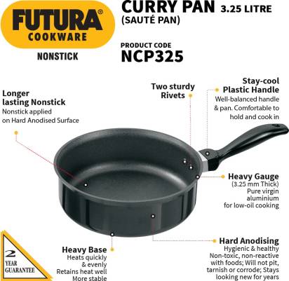 Hawkins Futura Non-Stick Curry Pan 24 cm Diameter 3.25 L (NCP325) | Grocsy