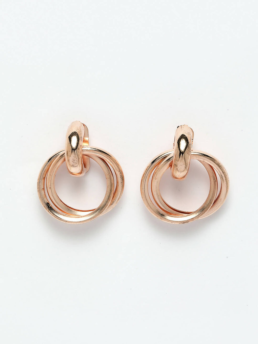 NVR Women's Western Gold-Polished Circular Metal Hoop Earrings | Grocsy