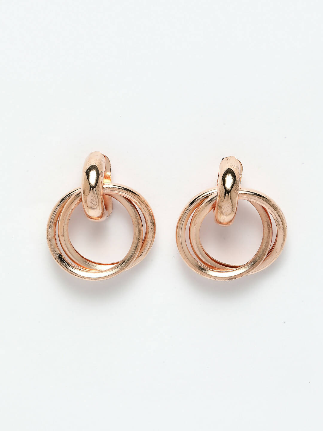 NVR Women's Western Gold-Polished Circular Metal Hoop Earrings | Grocsy