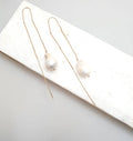 Bling Accessories Baroque Pearl Fine Chain Drop Earrings | Grocsy
