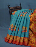 Sea Blue And Orange Cotton Brasson Saree For Office/Regular Wear By Gayathri Reddy Designer Studio | Grocsy