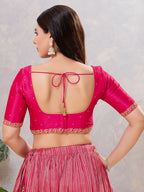 Joban Fashion Women Silk Dark Pink Stitched Blouse | Grocsy