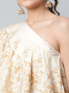 Ahalyaa Women Off White Crepe Floral Printed Top with Palazzos | Grocsy