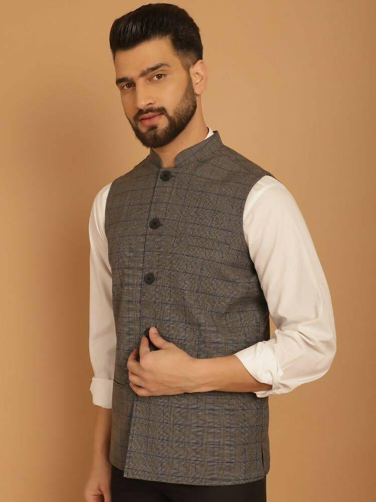 Even Apparels Nehru Jacket With Welt Pockets - Grey | Grocsy