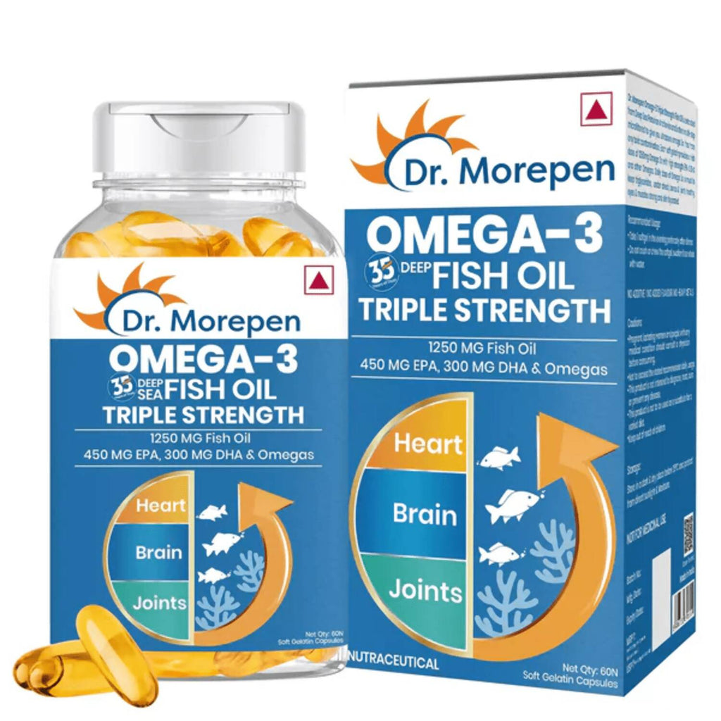 Dr. Morepen COD Liver Oil Softgels and Omega 3 Deep Sea Fish Oil Softgels Combo | Grocsy