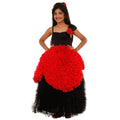 Asmaani Baby Girl's Red & Black Colour Satin A-Line Maxi Full Length Dress (AS-DRESS-22072) | Grocsy