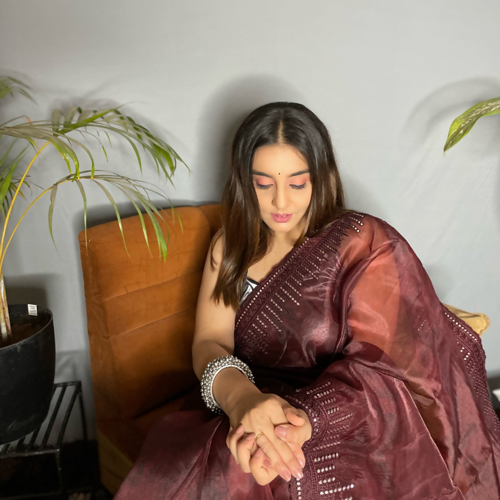 Vamsee Rinkle-Gotta Rama Organza Saree | Grocsy