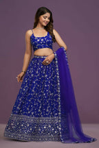 Royalblue Georgette Zari,Sequence Embroidery Work Lehenga Choli - Jihu Culture | Grocsy
