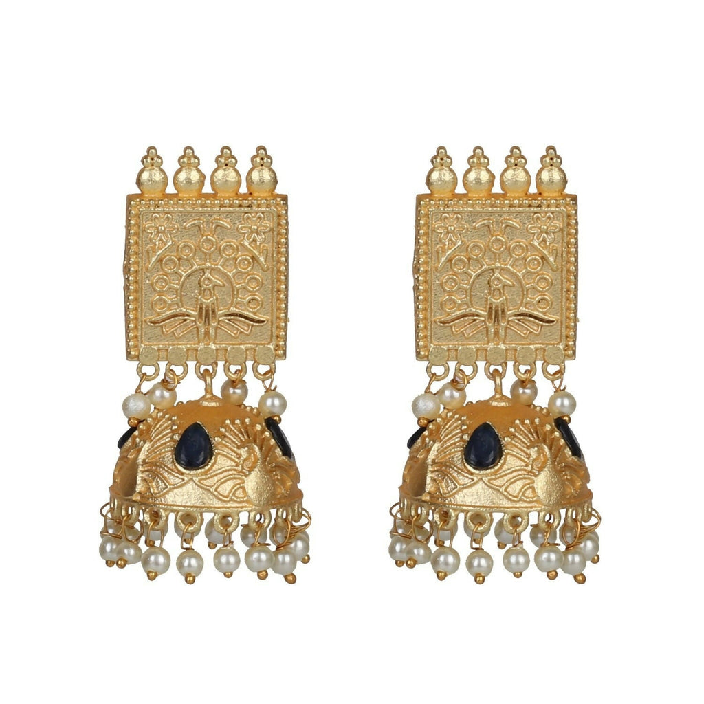 Joban Fashion Women Matte Gold Brass Jhumka | Grocsy