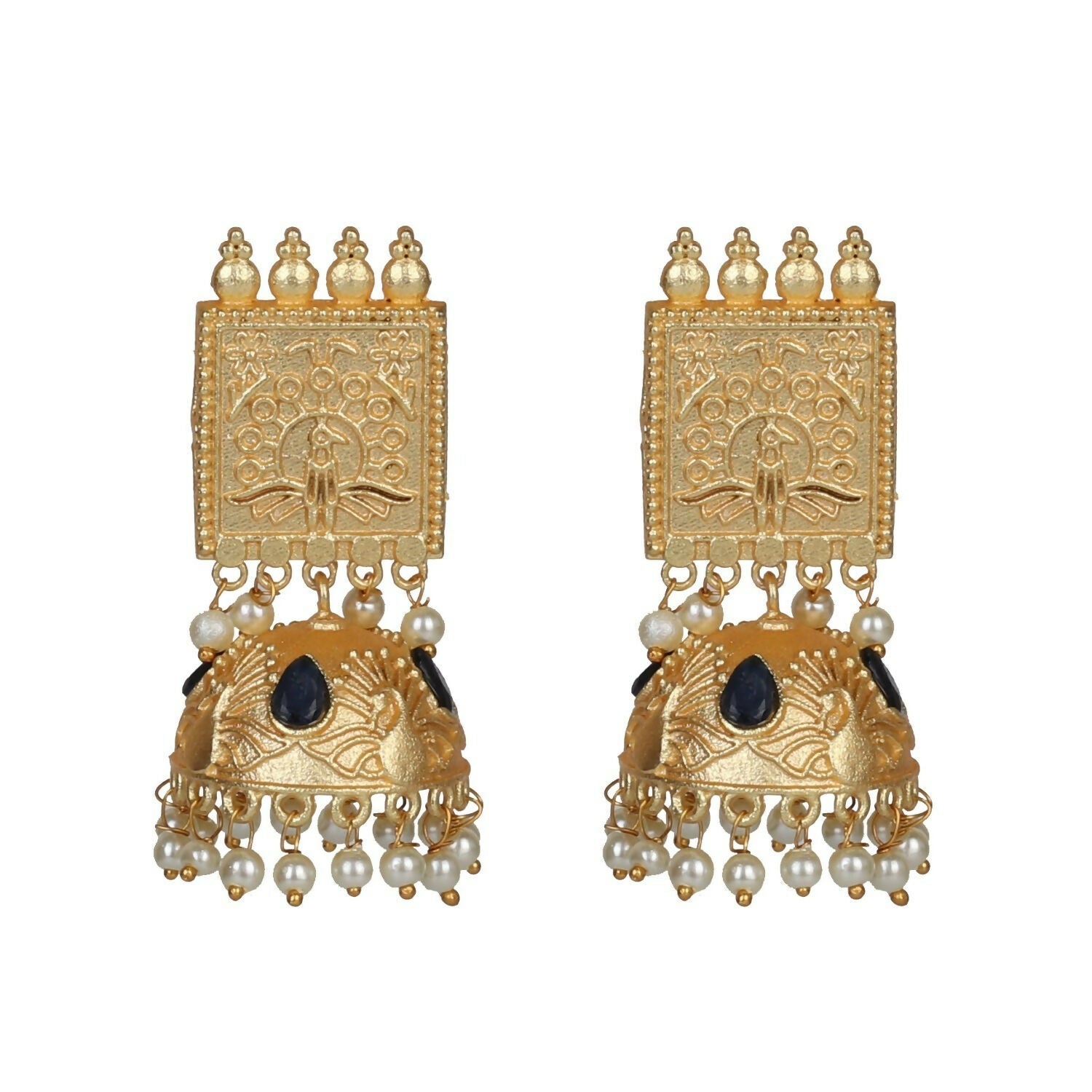 Joban Fashion Women Matte Gold Brass Jhumka | Grocsy