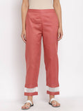 Myshka Women's Maroon Cotton Solid Casual Trouser | Grocsy