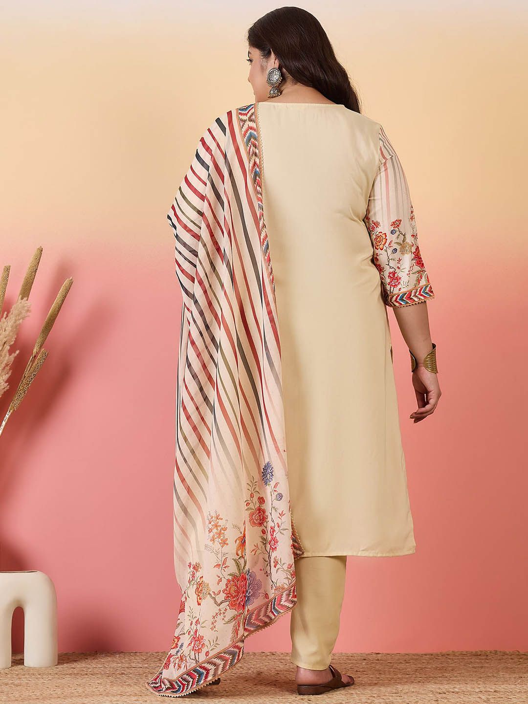 Sztori Women Floral Yoke Design Regular Kurta with Trousers & With Dupatta | Grocsy
