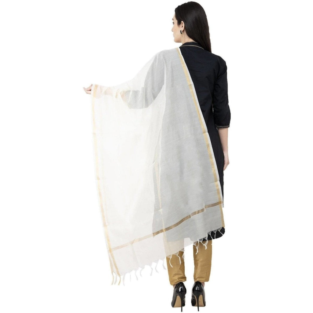 A R Silk Chanderi Piping Regular Dupatta off White Color Dupatta or Chunni | Grocsy
