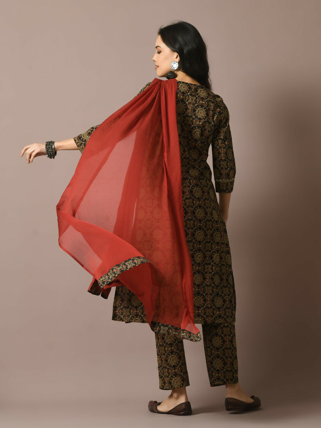 Myshka Women's Multi Printed Cotton Straight Party Kurta Set With Dupatta | Grocsy