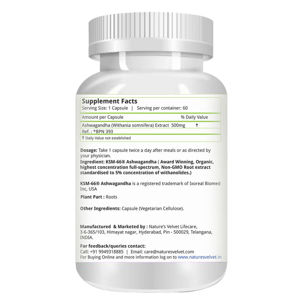 Nature's Velvet KSM - 66 Ashwagandha Capsule | Grocsy