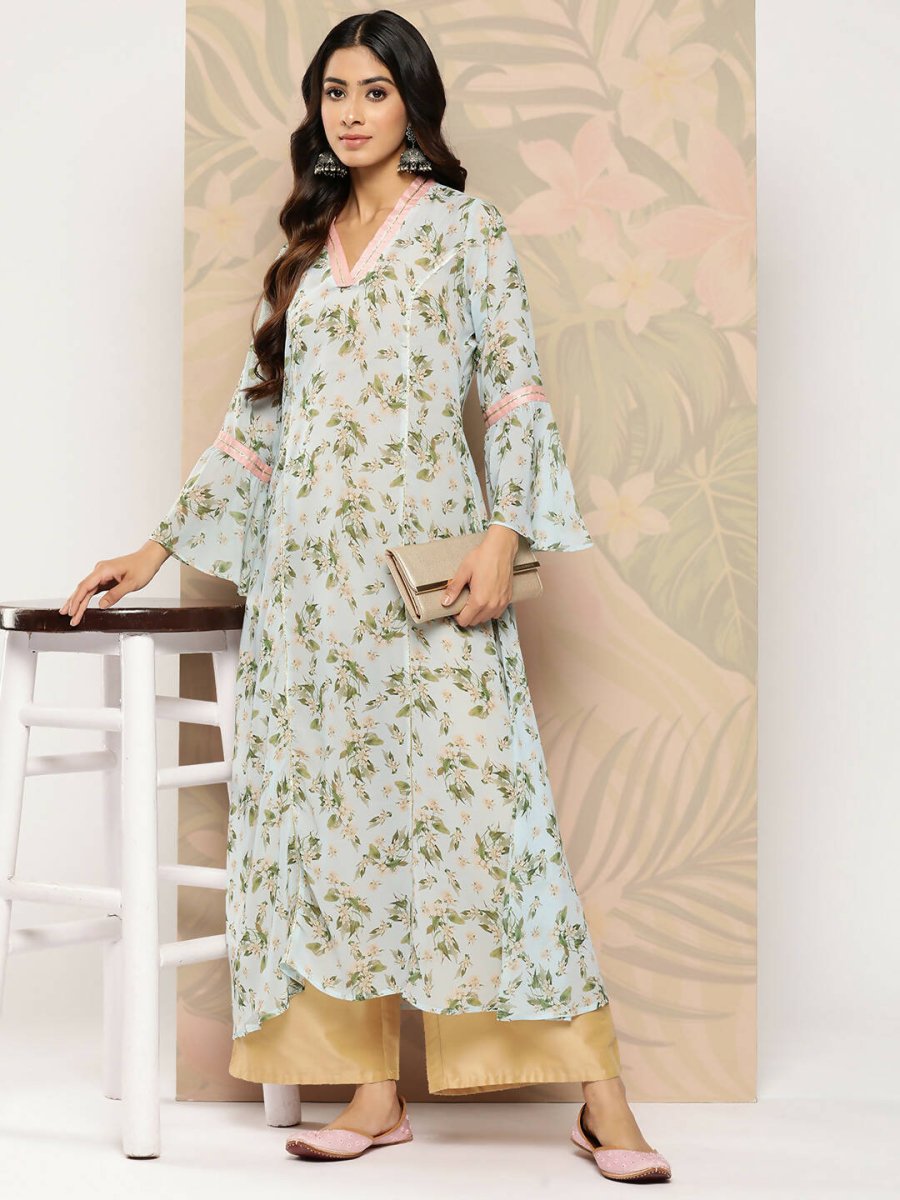 Ahalyaa Women's Traditional wear Kurta - Sky Blue | Grocsy