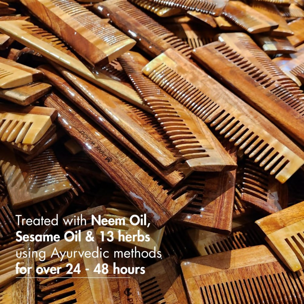Pink Woolf Neem Wooden Comb Set for Men & Women | Grocsy