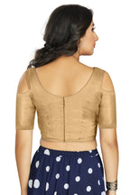 Aastha Fashion Women's Beige Art Silk Cold Shoulder Sleeve Readymade Blouse | Grocsy
