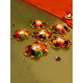 Tied Ribbons Multi Set of 6 Diwali Decoartion Flower Tealight Candle Holder | Grocsy