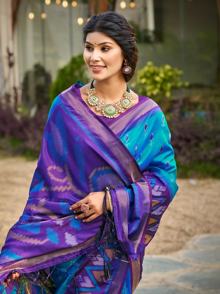 Shree Shyam Fashion Blue Soft Silk Saree | Grocsy