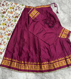 Teeya Creation Womens New Trendy Wine Traditional Pleated Lehenga Choli Set with Floral Printed Dupatta and Contrast Zari Border Set | Grocsy