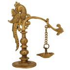 CraftVatika Brass Traditional Peacock Diya Oil Lamp Hanging Showpiece | Grocsy
