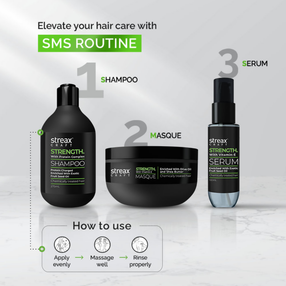 Streax Craft Strength Shampoo For Chemically Treated Hair Strength with Protein Complex | Grocsy