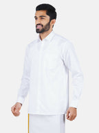 Ramraj Cotton Mens Full Sleeve Formal 100 % Cotton White Shirt | Grocsy