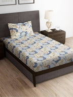 Story@home Arena Cream-Coloured & Grey Printed 180 TC Bedsheet & Pillow Covers | Grocsy