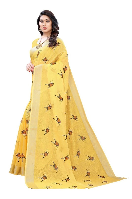 Vamika Yellow Chanderi Designer Saree (SERIN YELLOW) | Grocsy